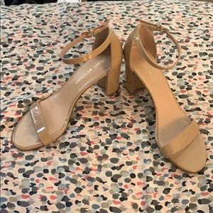 Stuart Weitzman Nude Patent Leather Block Heel